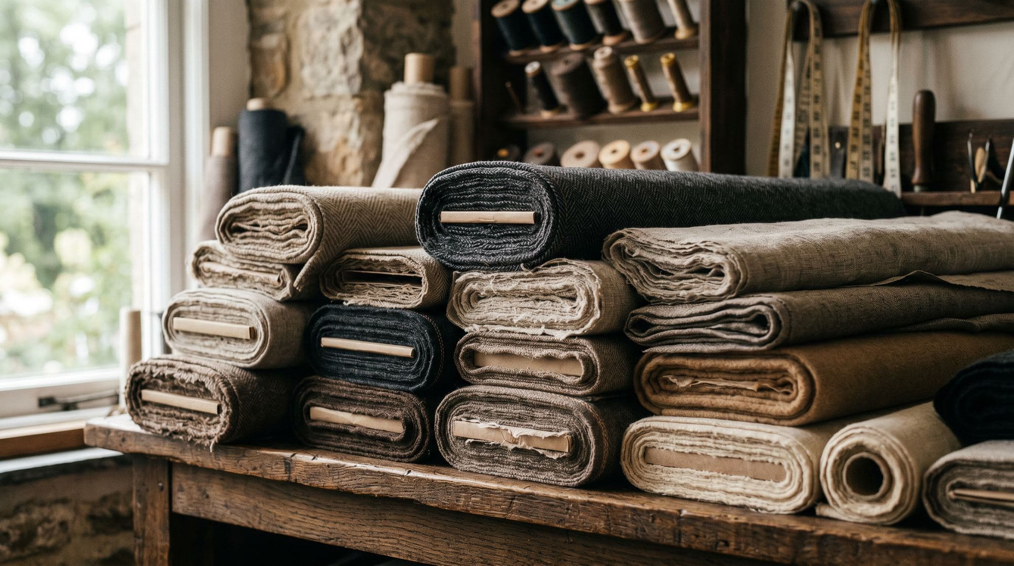Suluri de material textil în atelier
